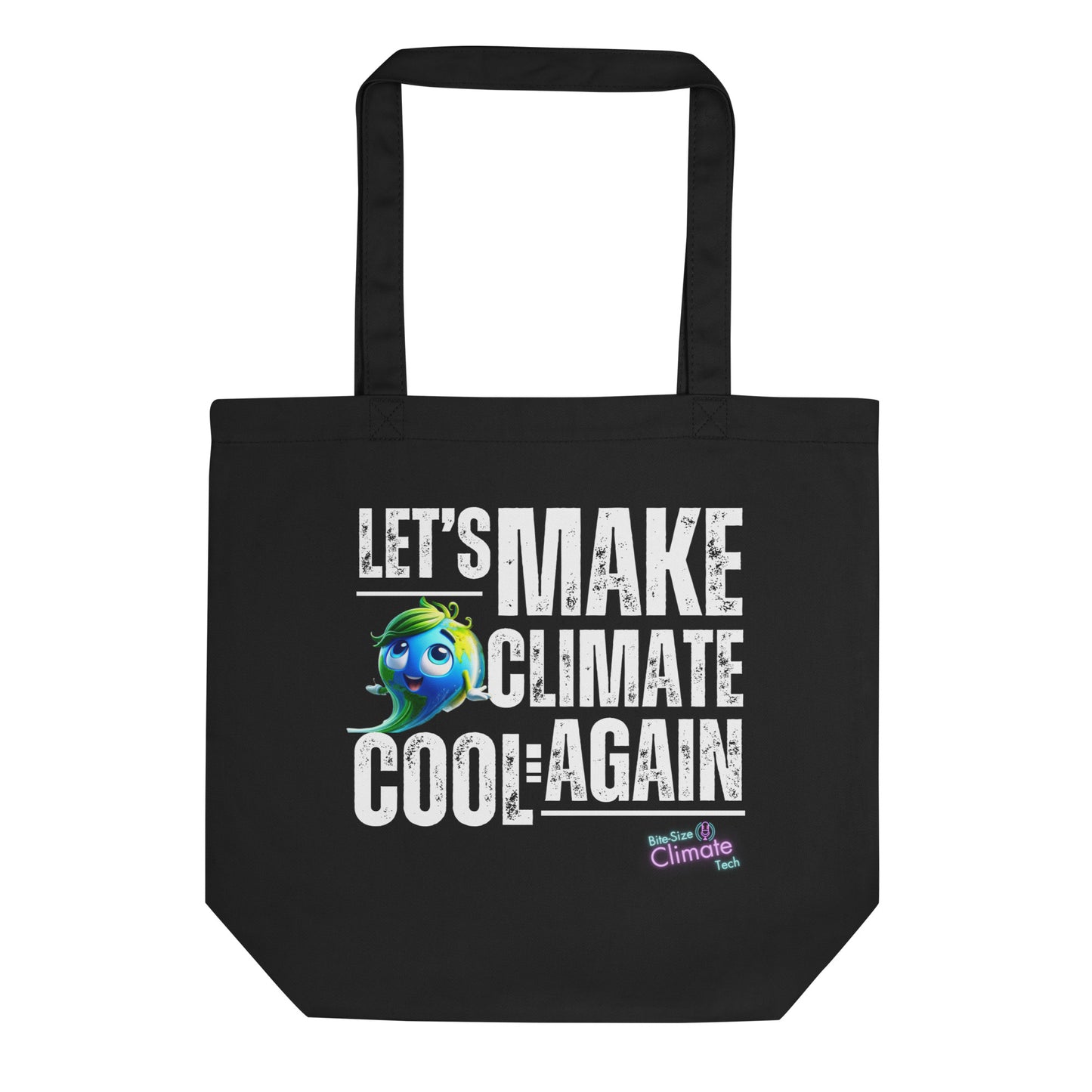 "Let's Make Climate Cool Again" Eco Tote Bag - Bite-Size Climate Tech Edition