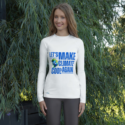 "Planet Protector" Woman Rash Guard - Bite-Size Climate Tech Edition