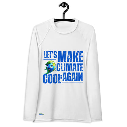 "Planet Protector" Woman Rash Guard - Bite-Size Climate Tech Edition