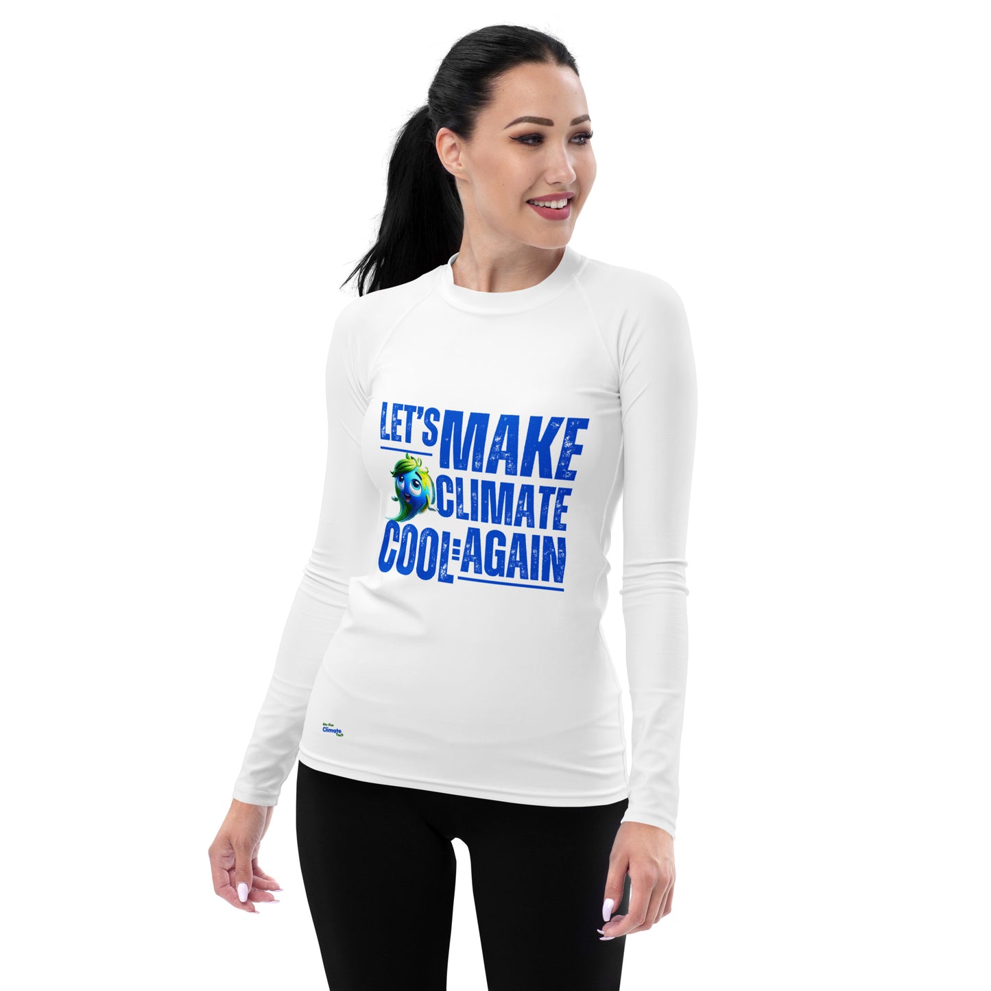 "Planet Protector" Woman Rash Guard - Bite-Size Climate Tech Edition