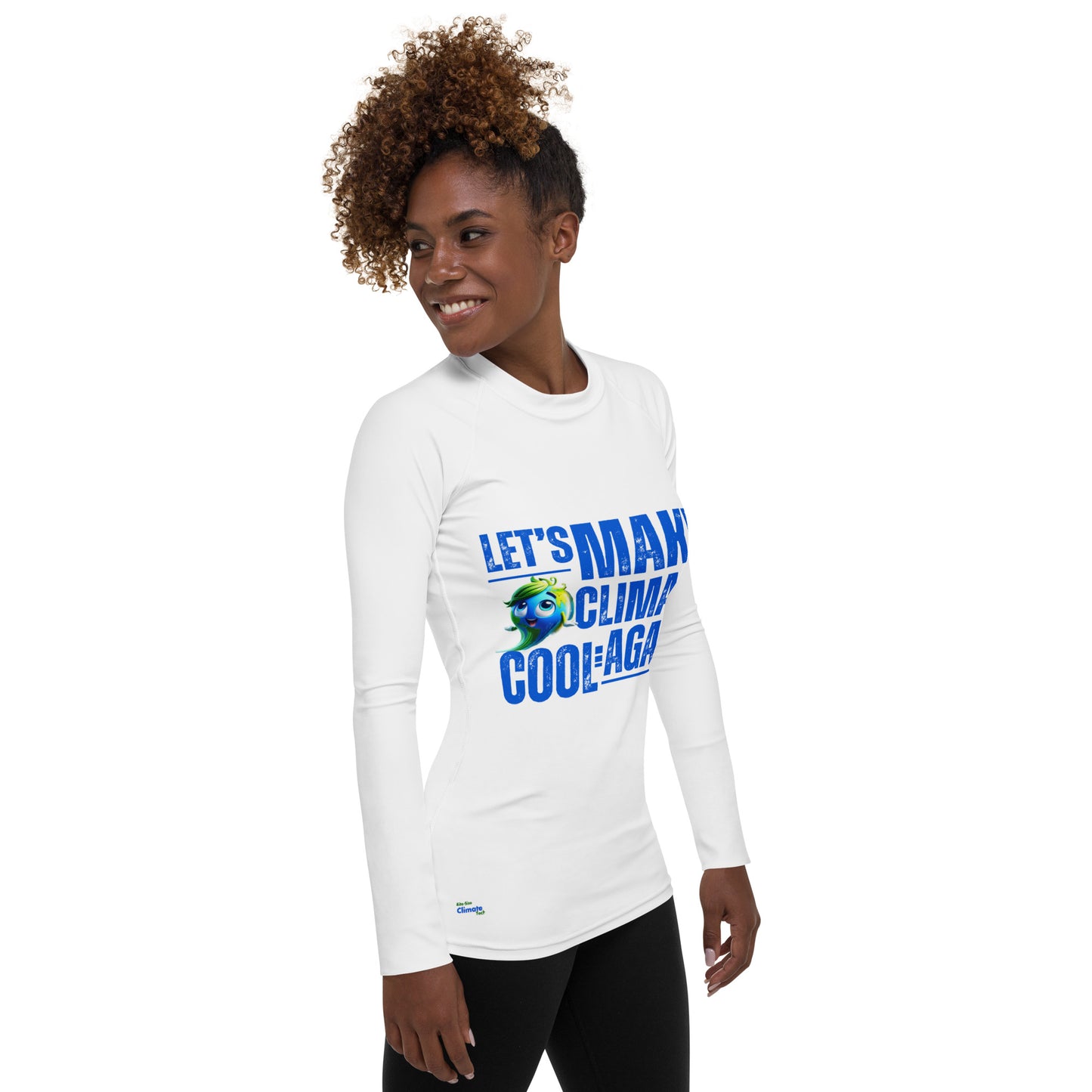 "Planet Protector" Woman Rash Guard - Bite-Size Climate Tech Edition